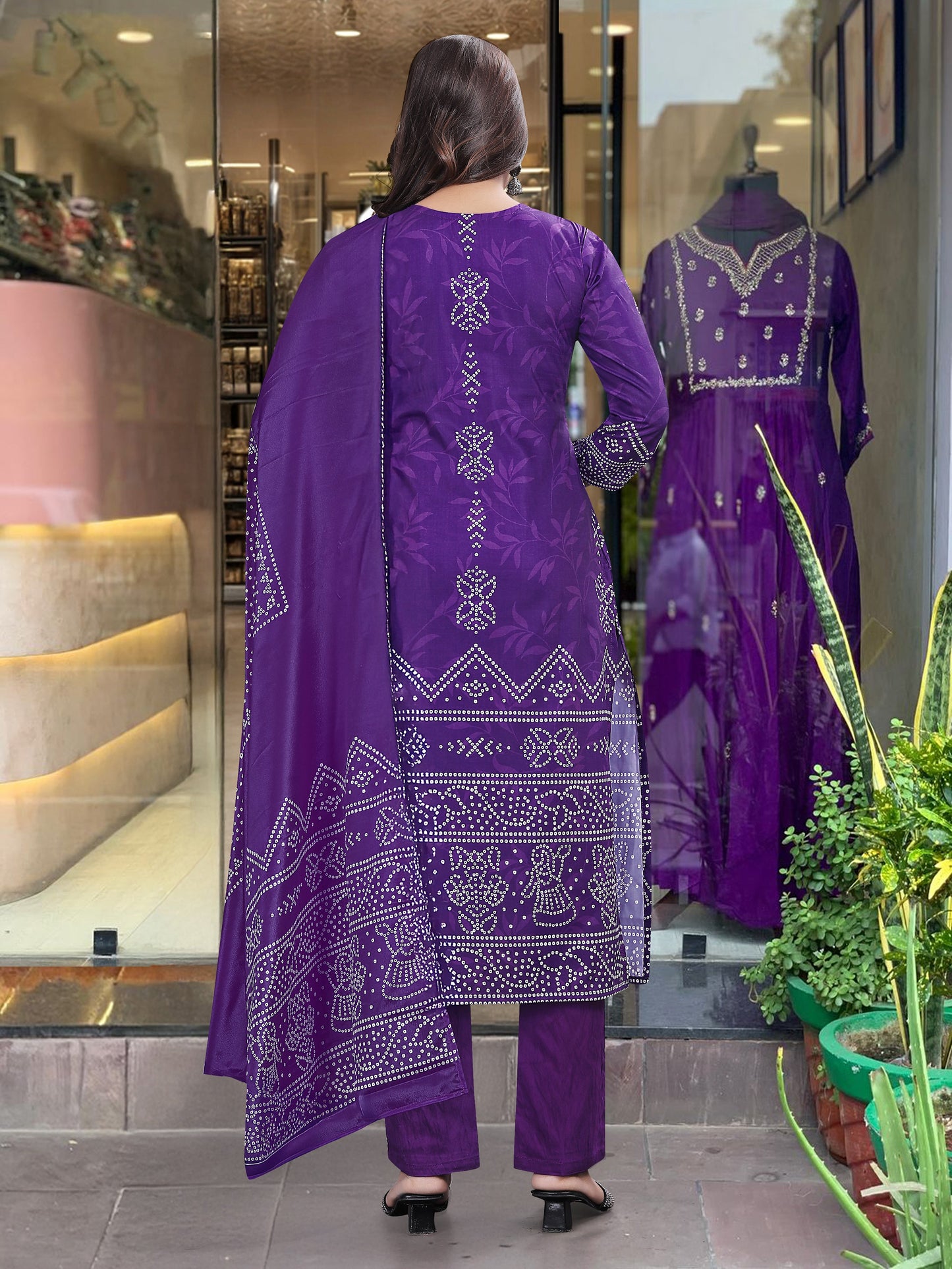 Festival Wear Crepe Purple Kurta Set