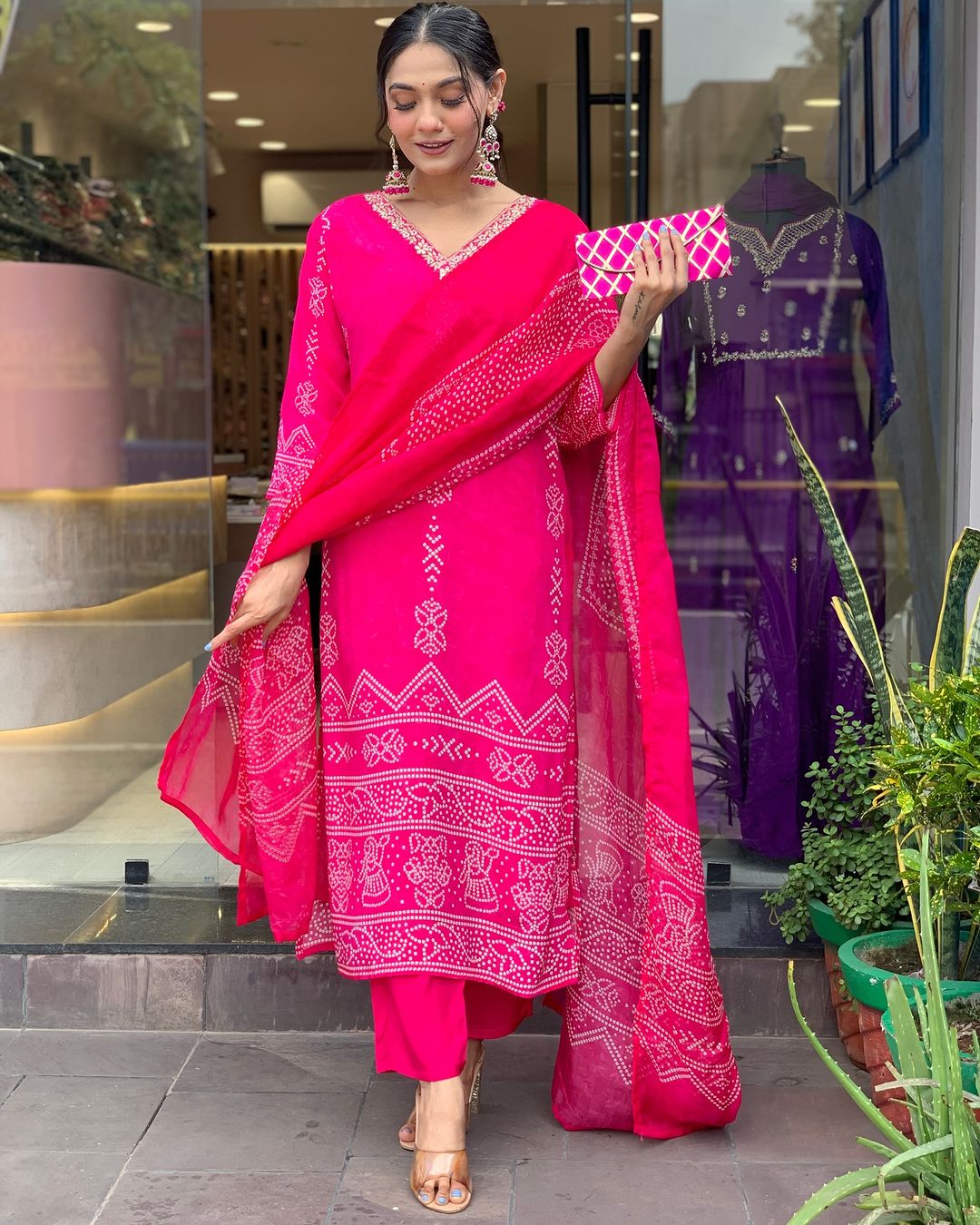 Festival Wear Crepe Pink Kurta Set