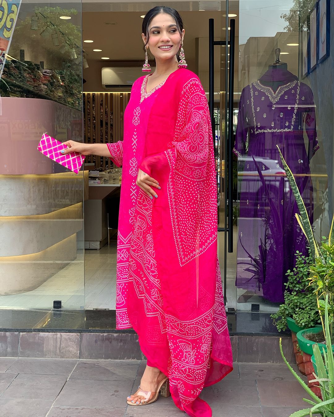 Festival Wear Crepe Pink Kurta Set