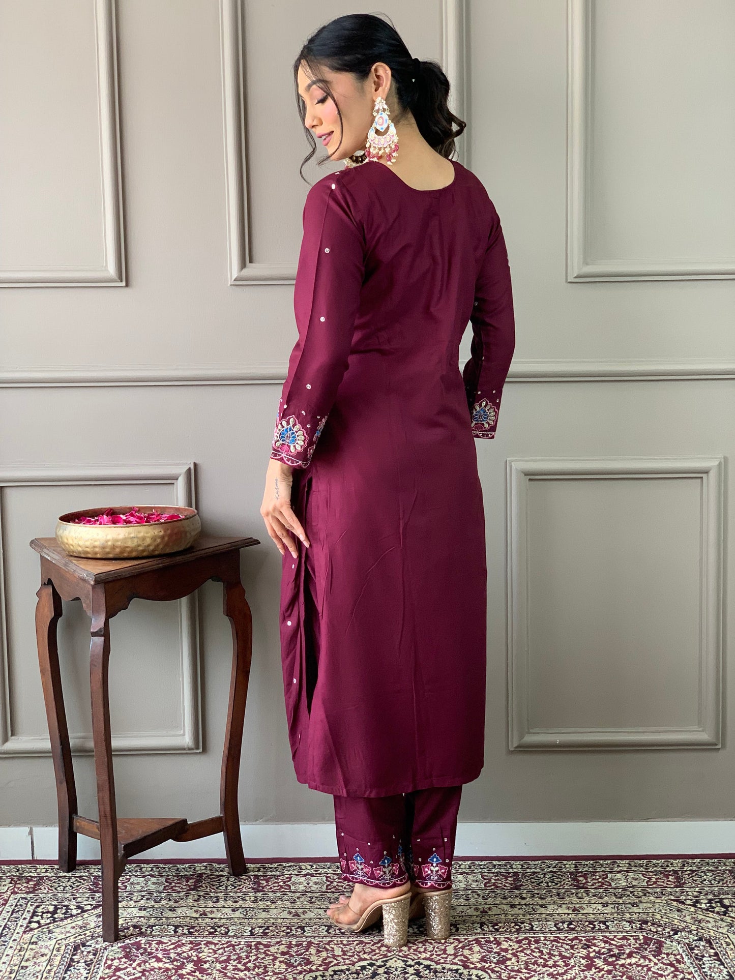Festival Wear Viscos Purple Kurta Set