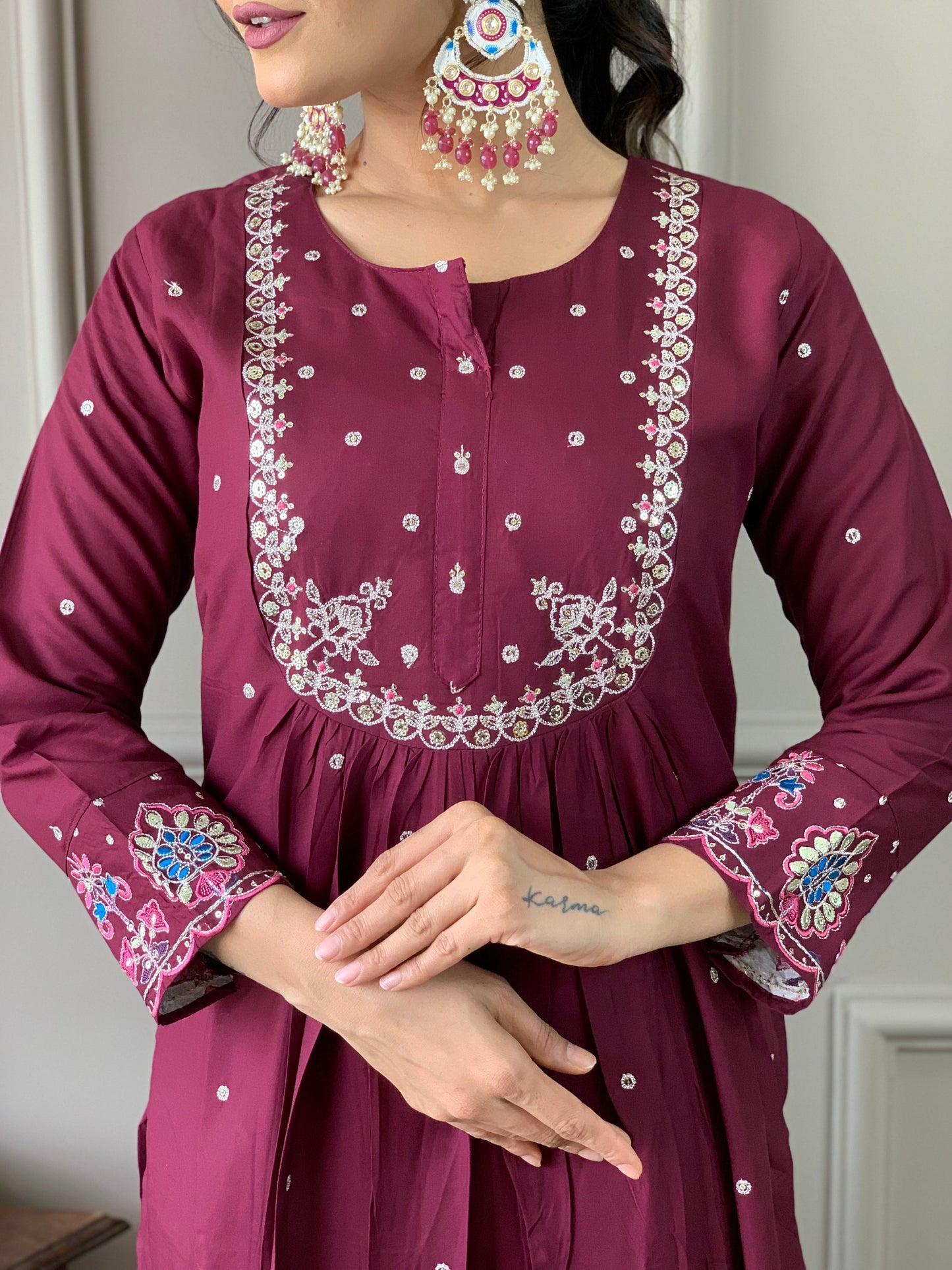 Festival Wear Viscos Purple Kurta Set