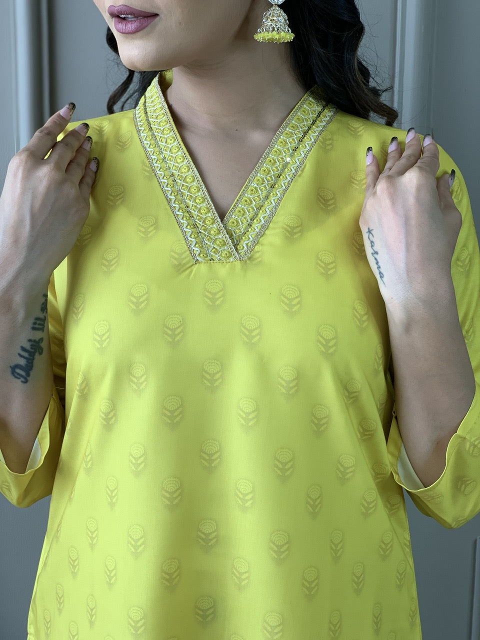 Festival Wear Printed Yellow Kurta Set