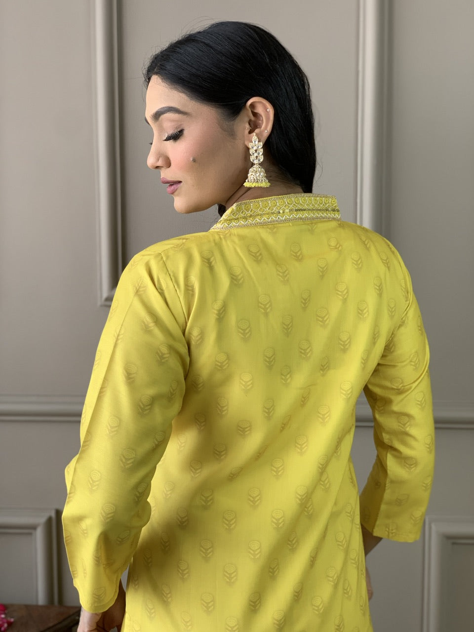 Festival Wear Printed Yellow Kurta Set