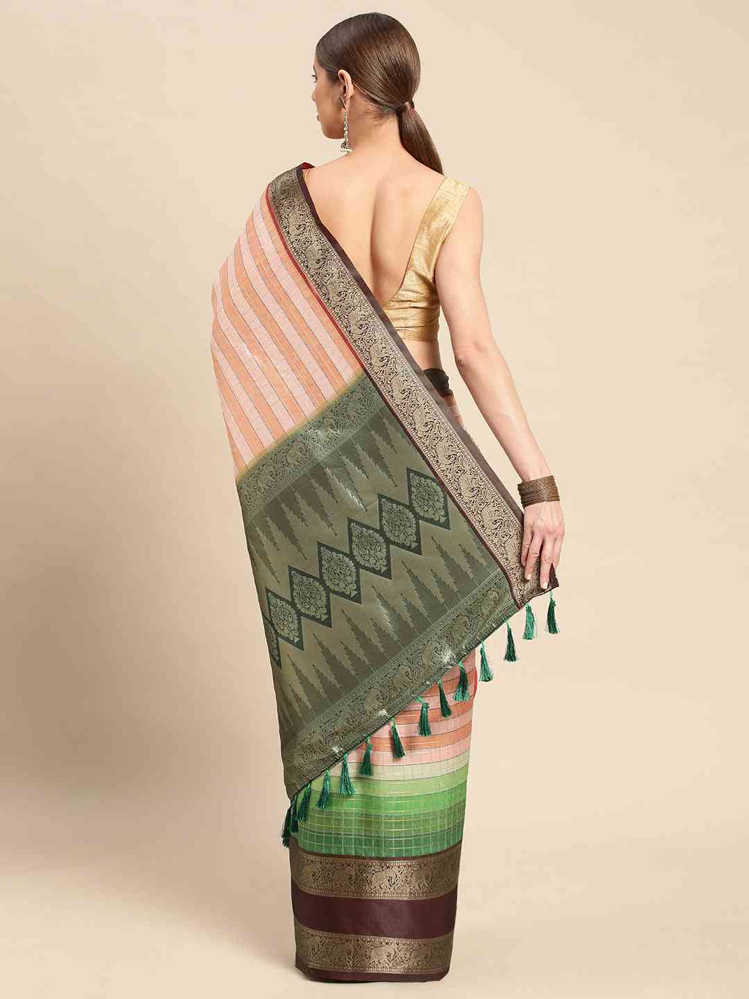 Designer Striped Print Pattu Banarasi Silk Saree by My Store