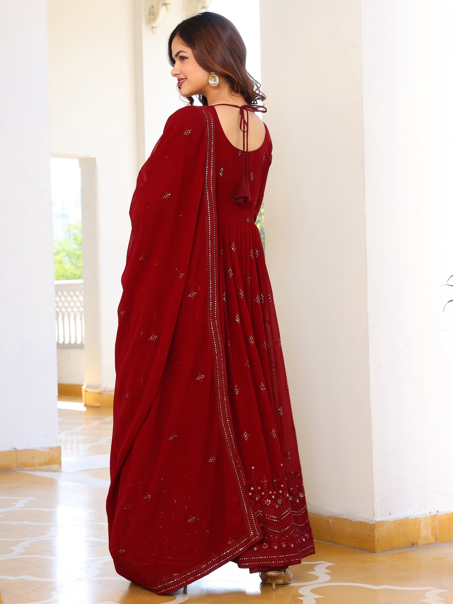 Georgette Party Wear Maroon Anarkali Suit