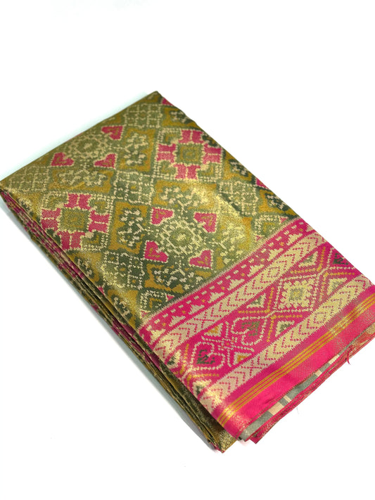 Mendi Green Double Ikkat Semi Silk Patola by My Store