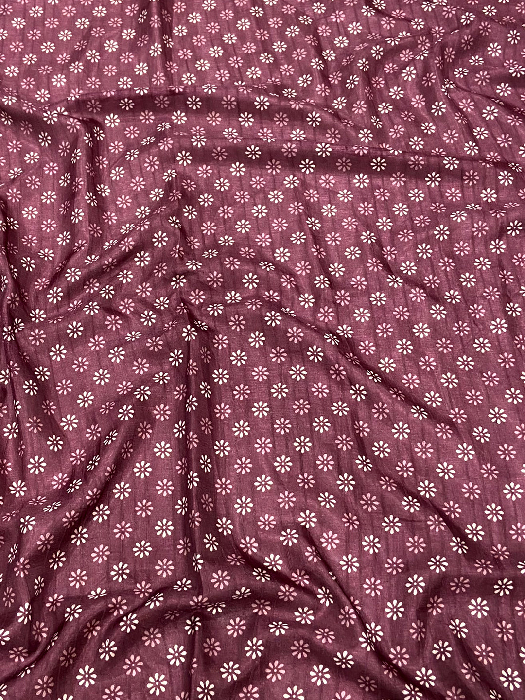 Dark Mauve Leaf Print Ghicha Handloom Saree
