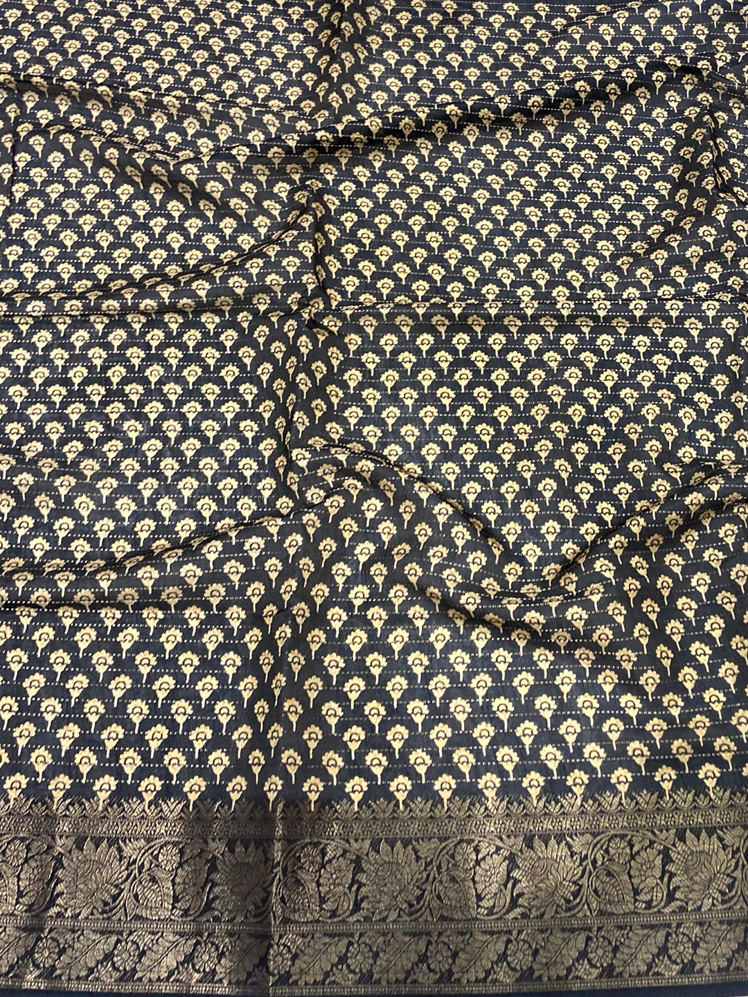 Grey Dola Silk Ajrakh Saree by My Store