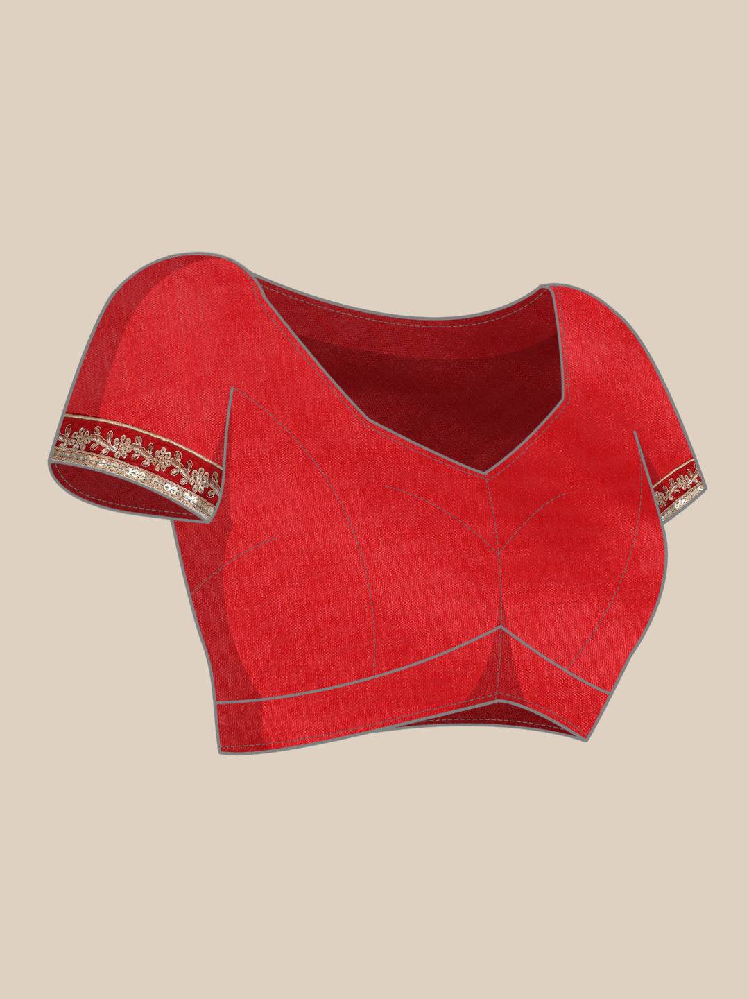Poly Georgette Bandhani Saree With Sequence Work Border by My Store