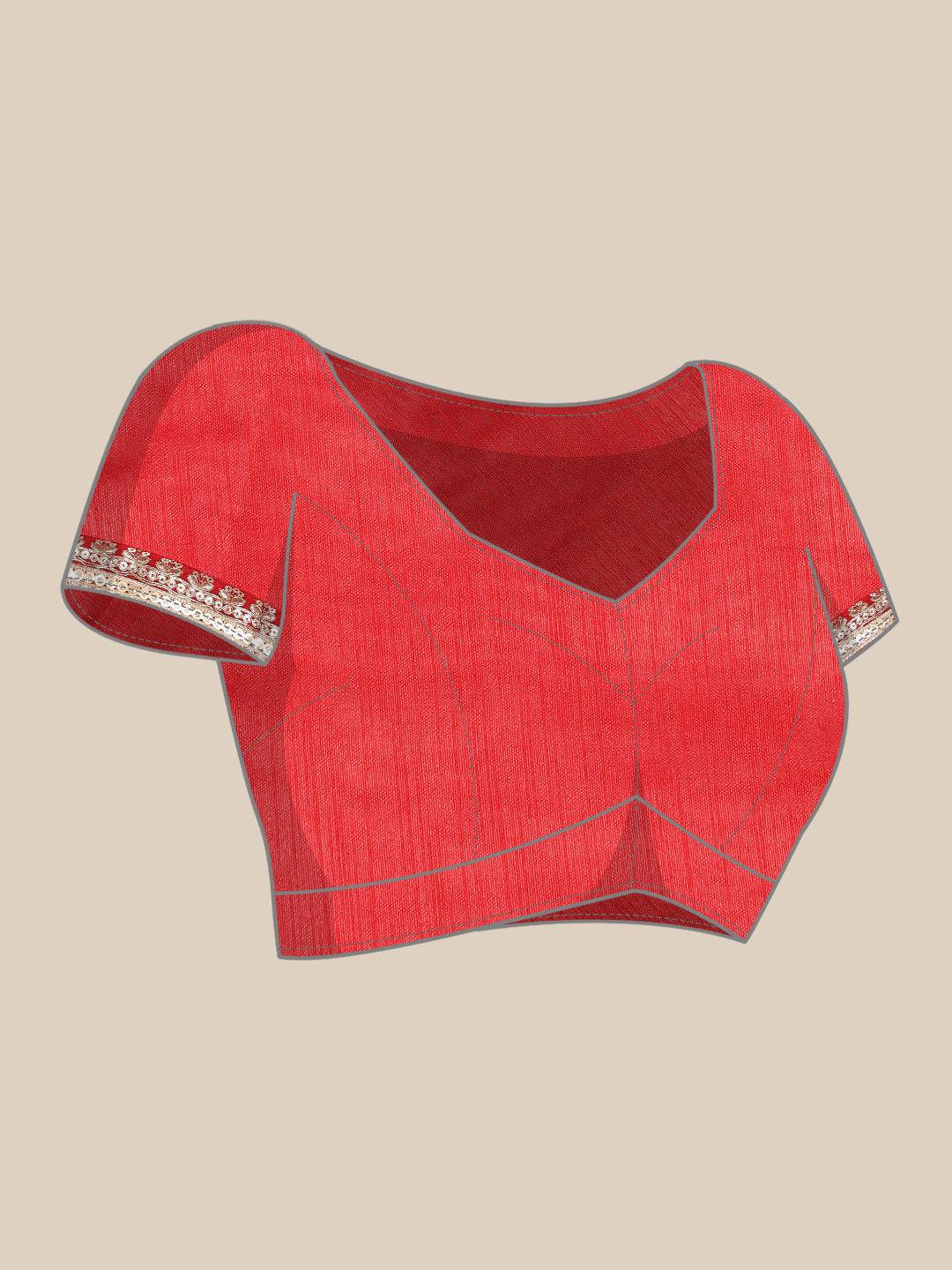 Poly Georgette Bandhani Saree With Sequence Work Border by My Store