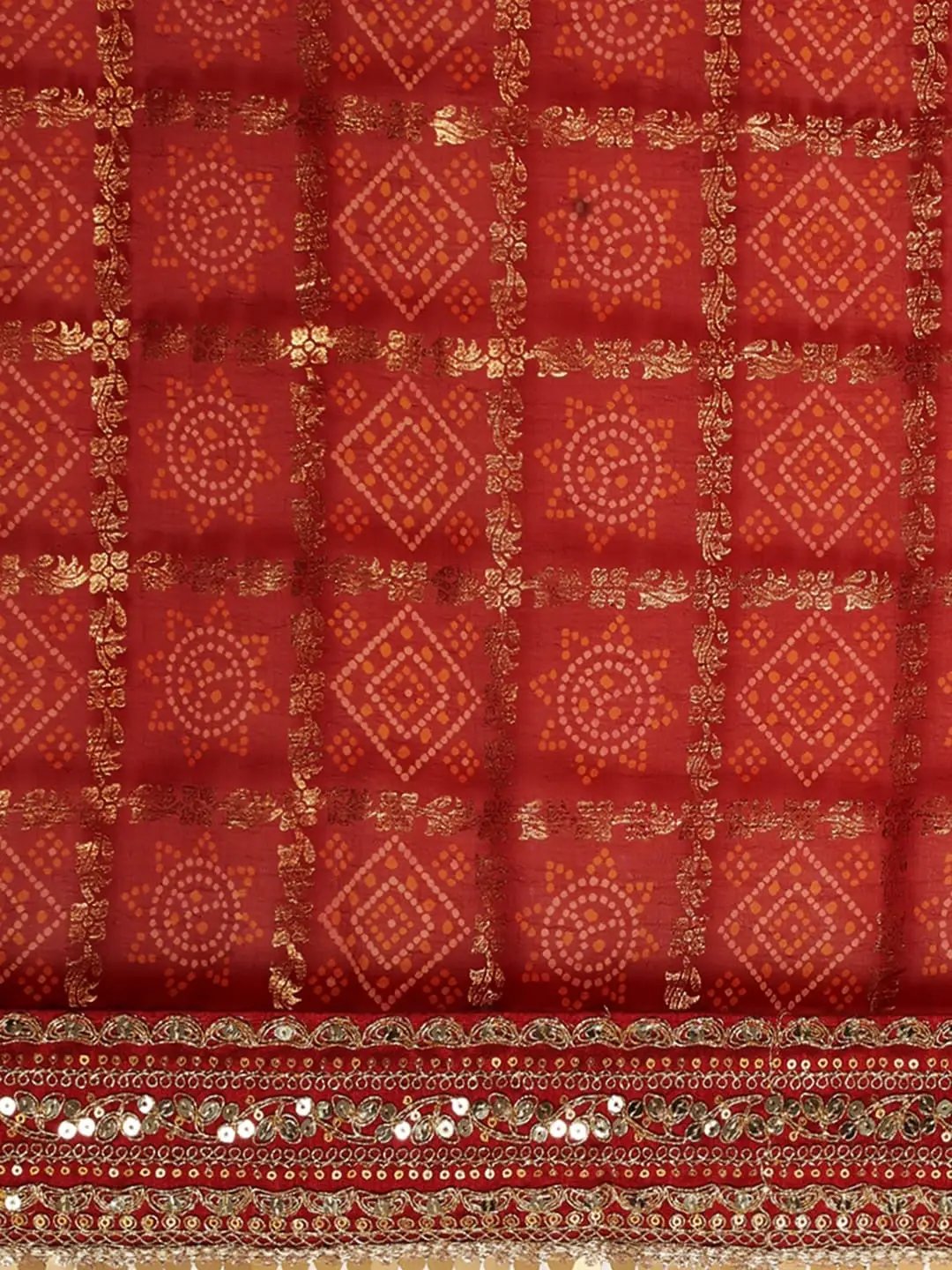 Poly Chiffon Bandhej & Foil Print Festive Wear Saree by My Store
