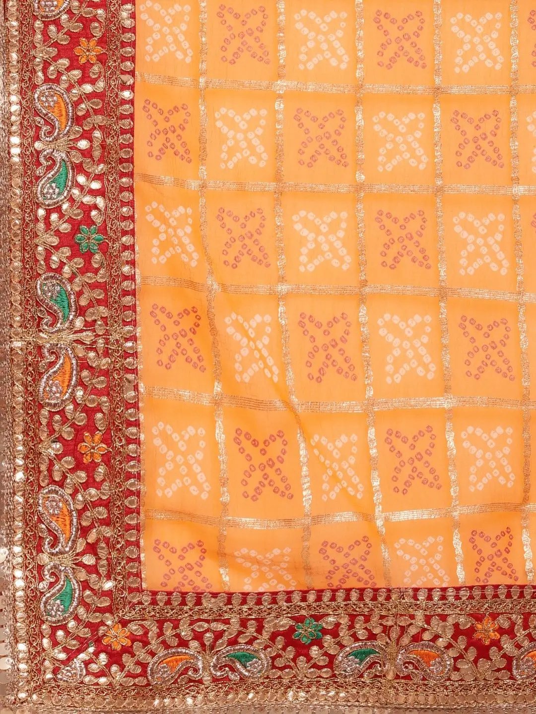 Poly Chiffon Foil With Bandhej Print Festive Wear Saree by My Store