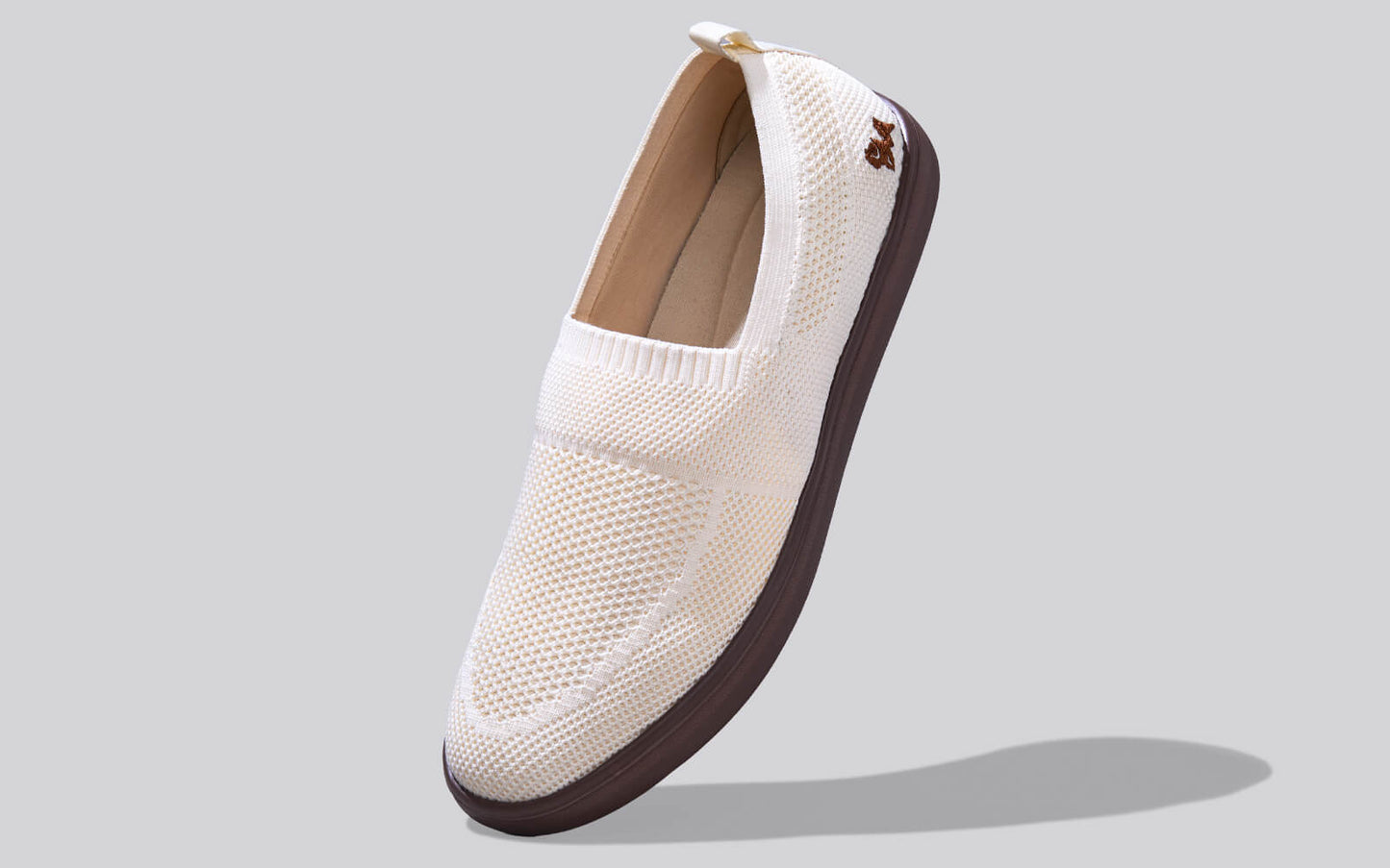 Casual Ease Slip Ons : Ivory Brown by My Store