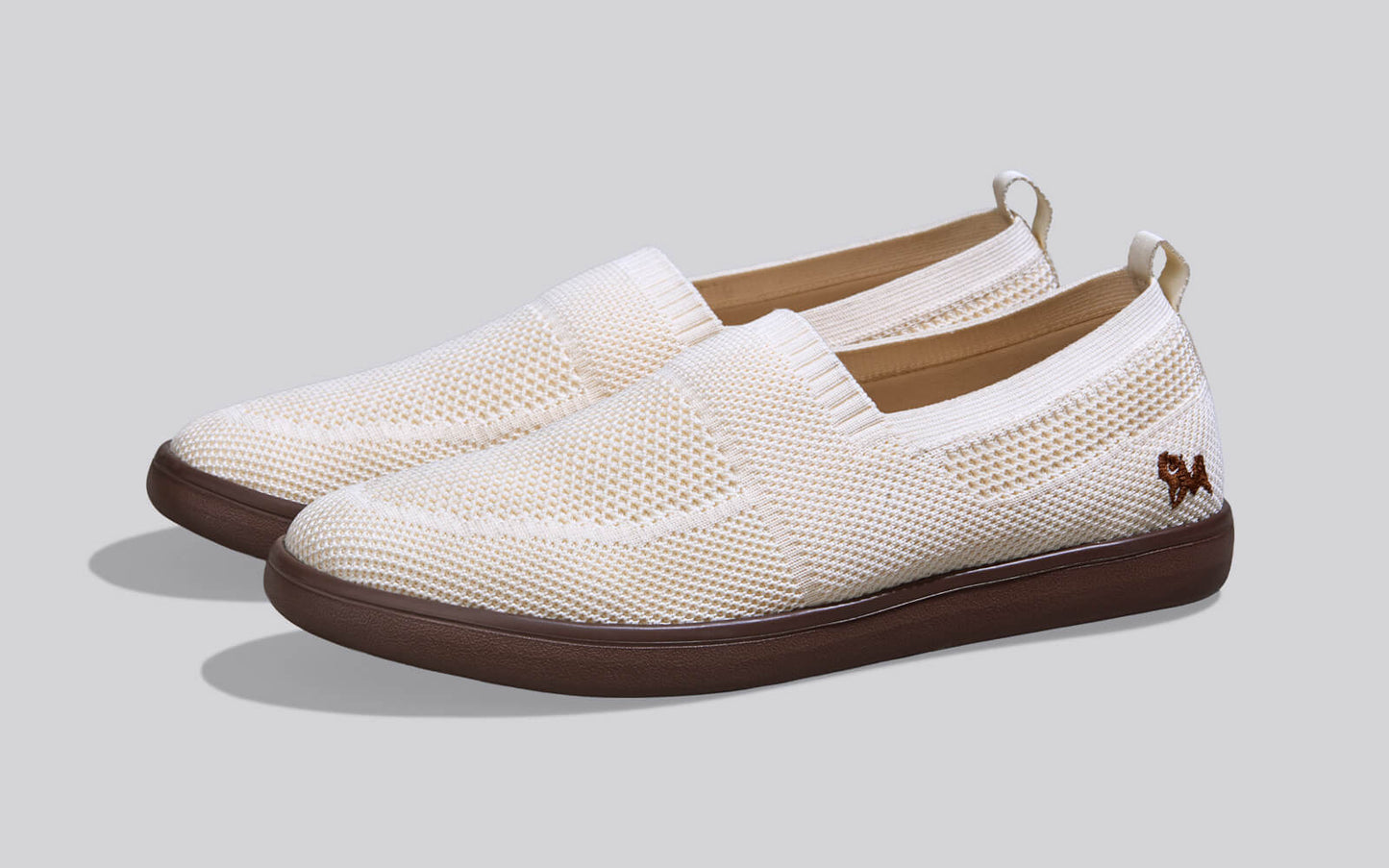 Casual Ease Slip Ons : Ivory Brown by My Store