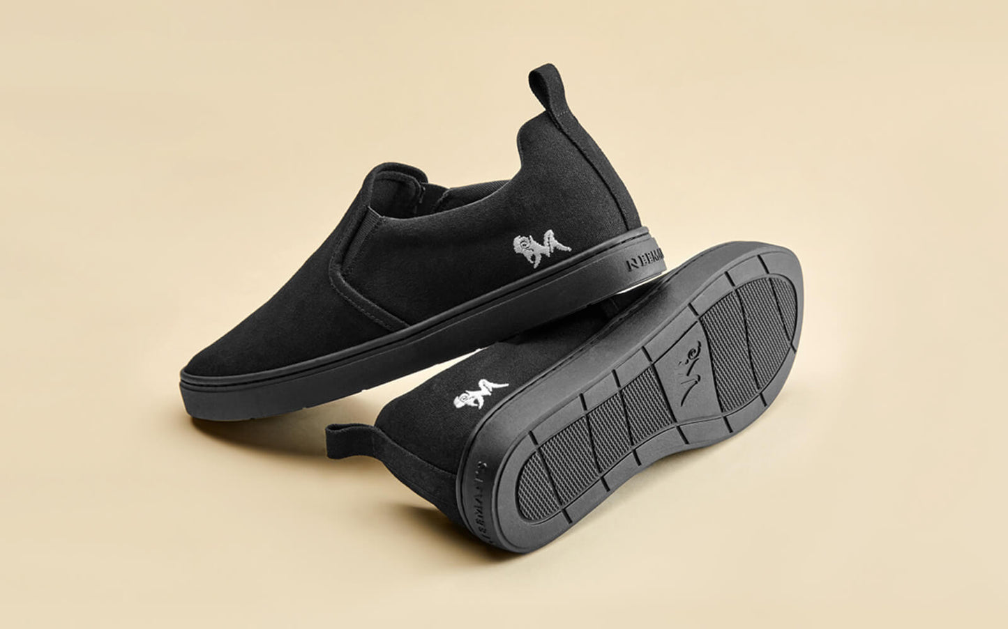 Cotton Slip Ons : Coal Black by My Store