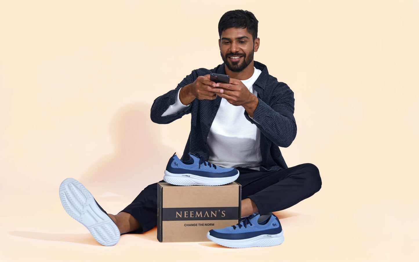 Ease Walk Sneakers : Blue by My Store