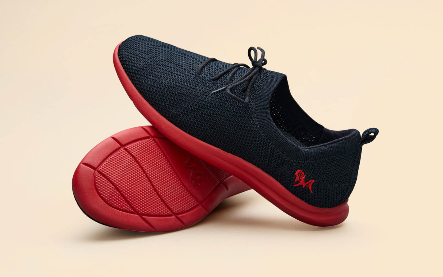 ReLive Knit Sneakers : Hale Black / Red Sole by My Store