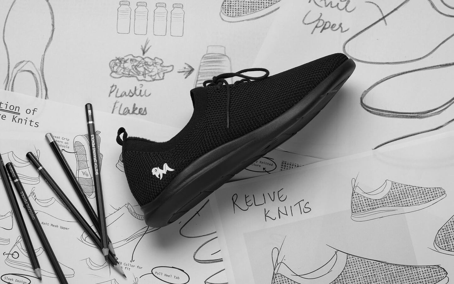 ReLive Knit Sneakers : Hale Black by My Store