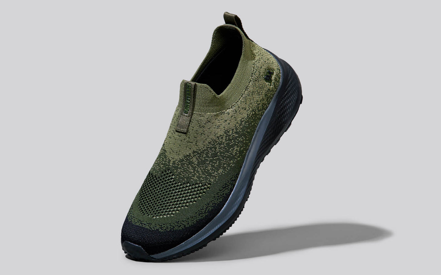 Blend Knit Slip-Ons – Olive-Black | Breathable & Stylish Slip-On Sneakers for Everyday Comfort