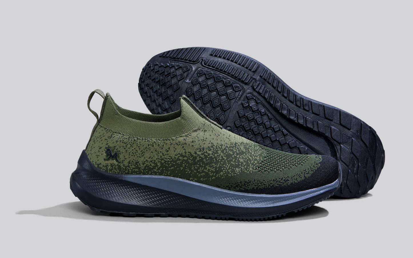 Blend Knit Slip-Ons – Olive-Black | Breathable & Stylish Slip-On Sneakers for Everyday Comfort