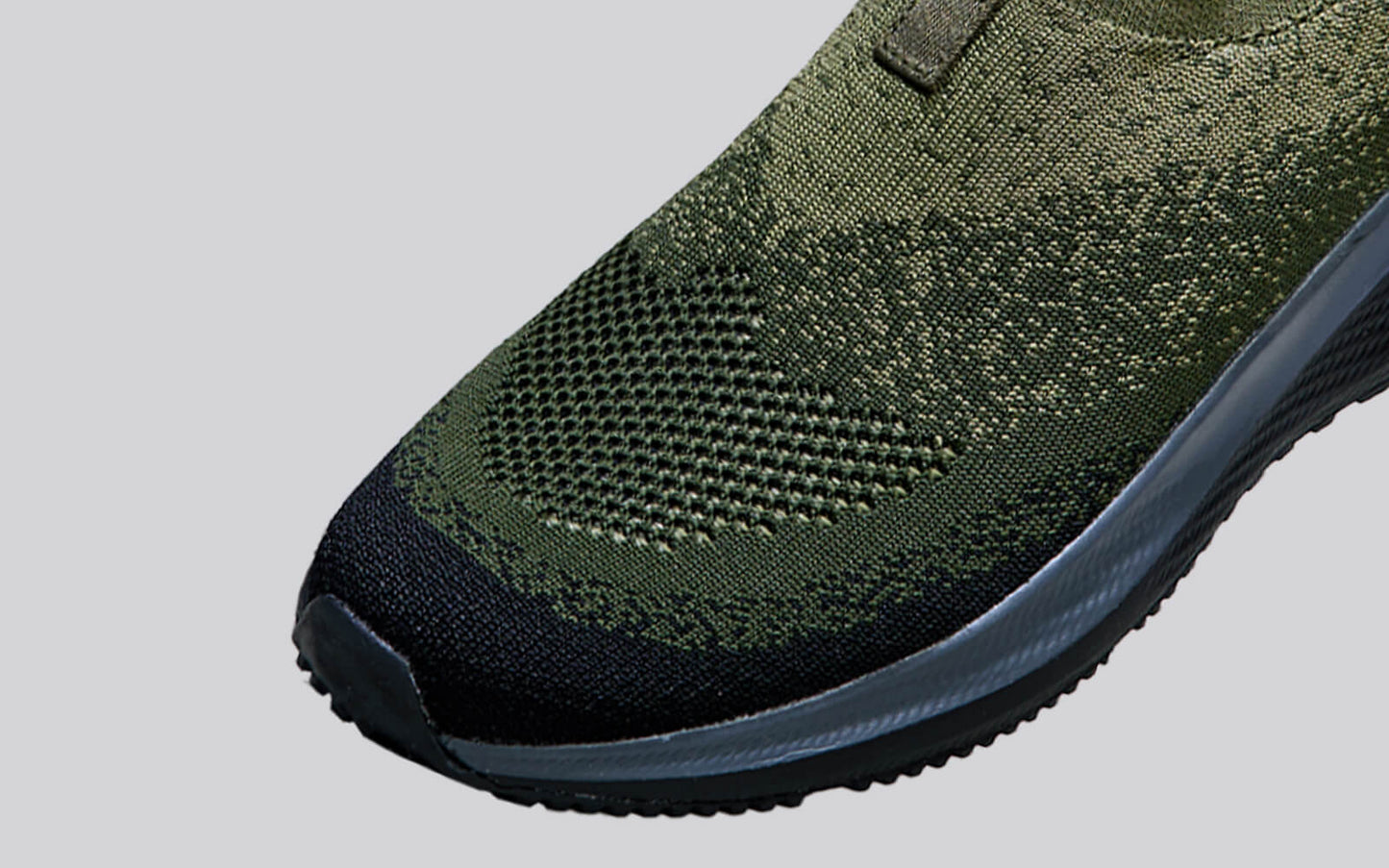 Blend Knit Slip-Ons – Olive-Black | Breathable & Stylish Slip-On Sneakers for Everyday Comfort