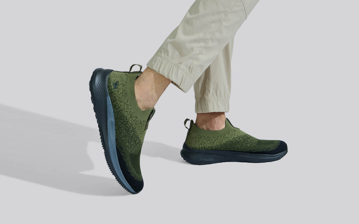 Blend Knit Slip-Ons – Olive-Black | Breathable & Stylish Slip-On Sneakers for Everyday Comfort
