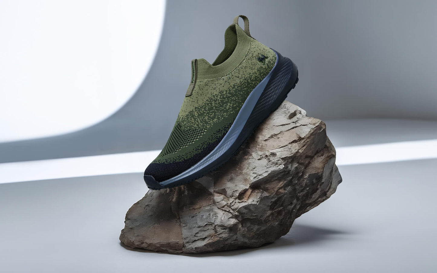 Blend Knit Slip-Ons – Olive-Black | Breathable & Stylish Slip-On Sneakers for Everyday Comfort