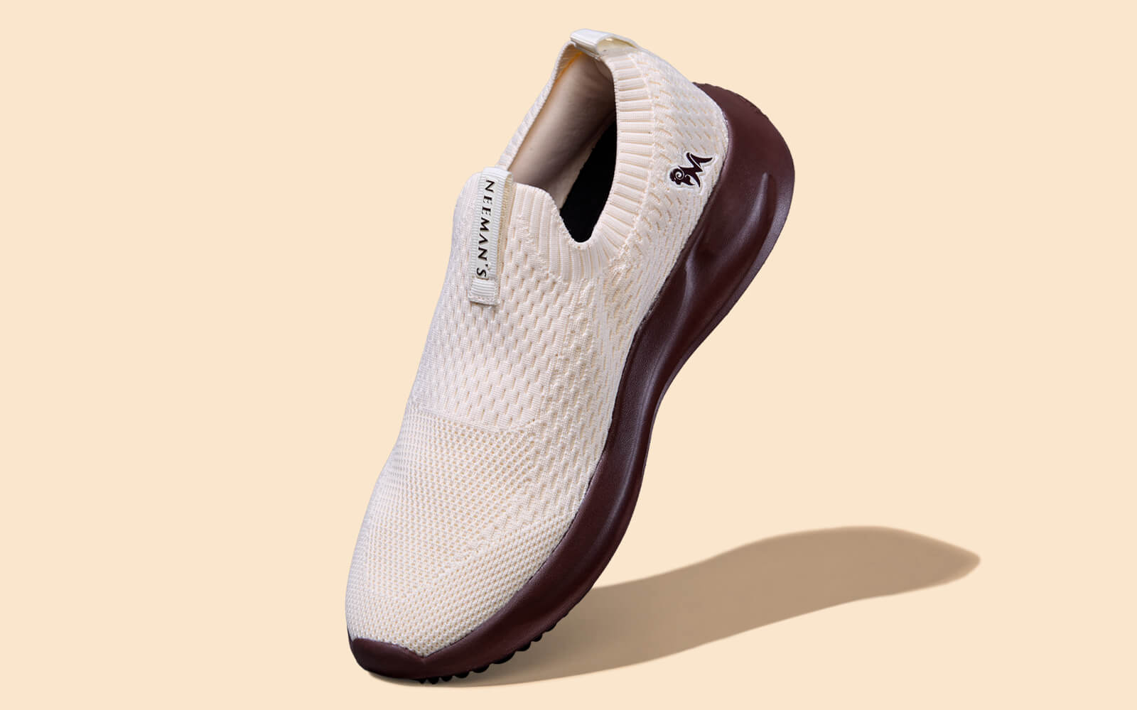 Knit Trainers For Men : Ivory Brown by My Store