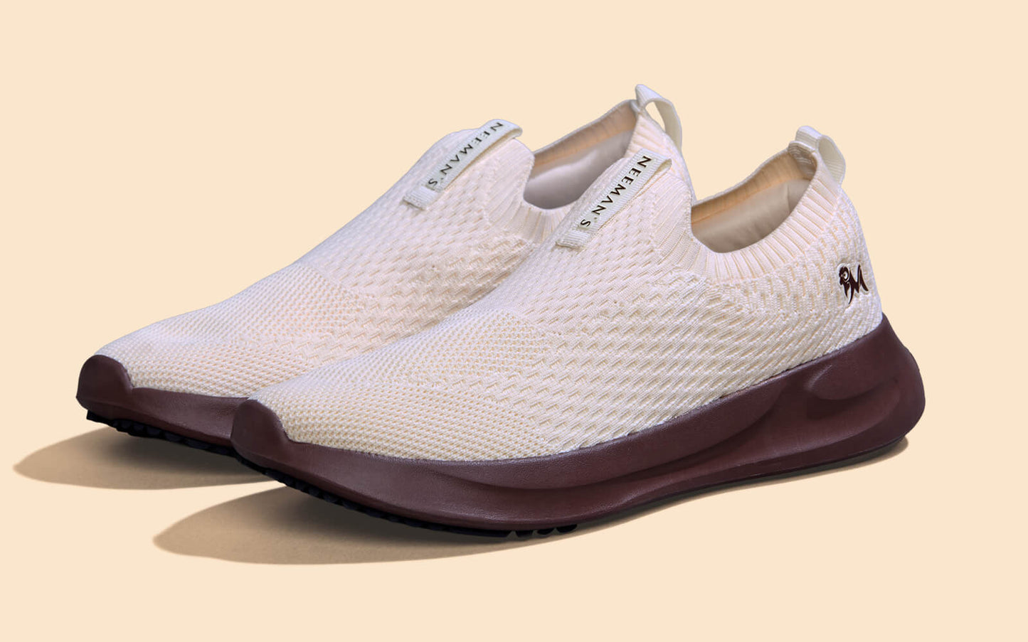 Knit Trainers For Men : Ivory Brown by My Store