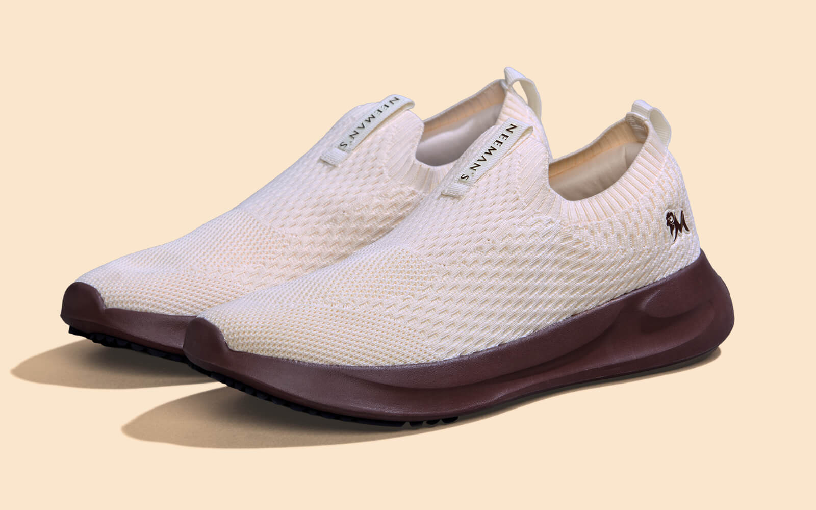 Knit Trainers For Men : Ivory Brown by My Store