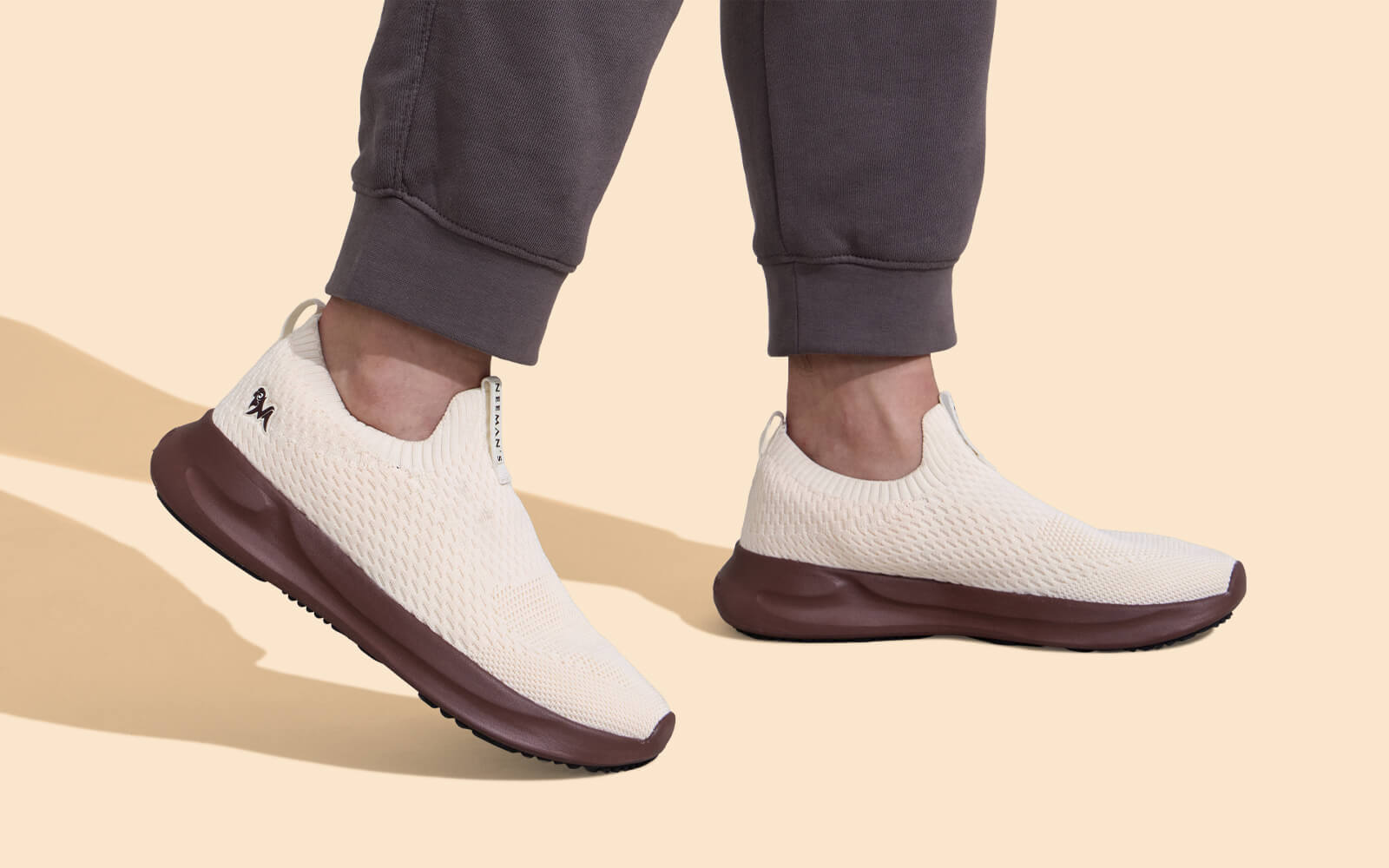 Knit Trainers For Men : Ivory Brown by My Store