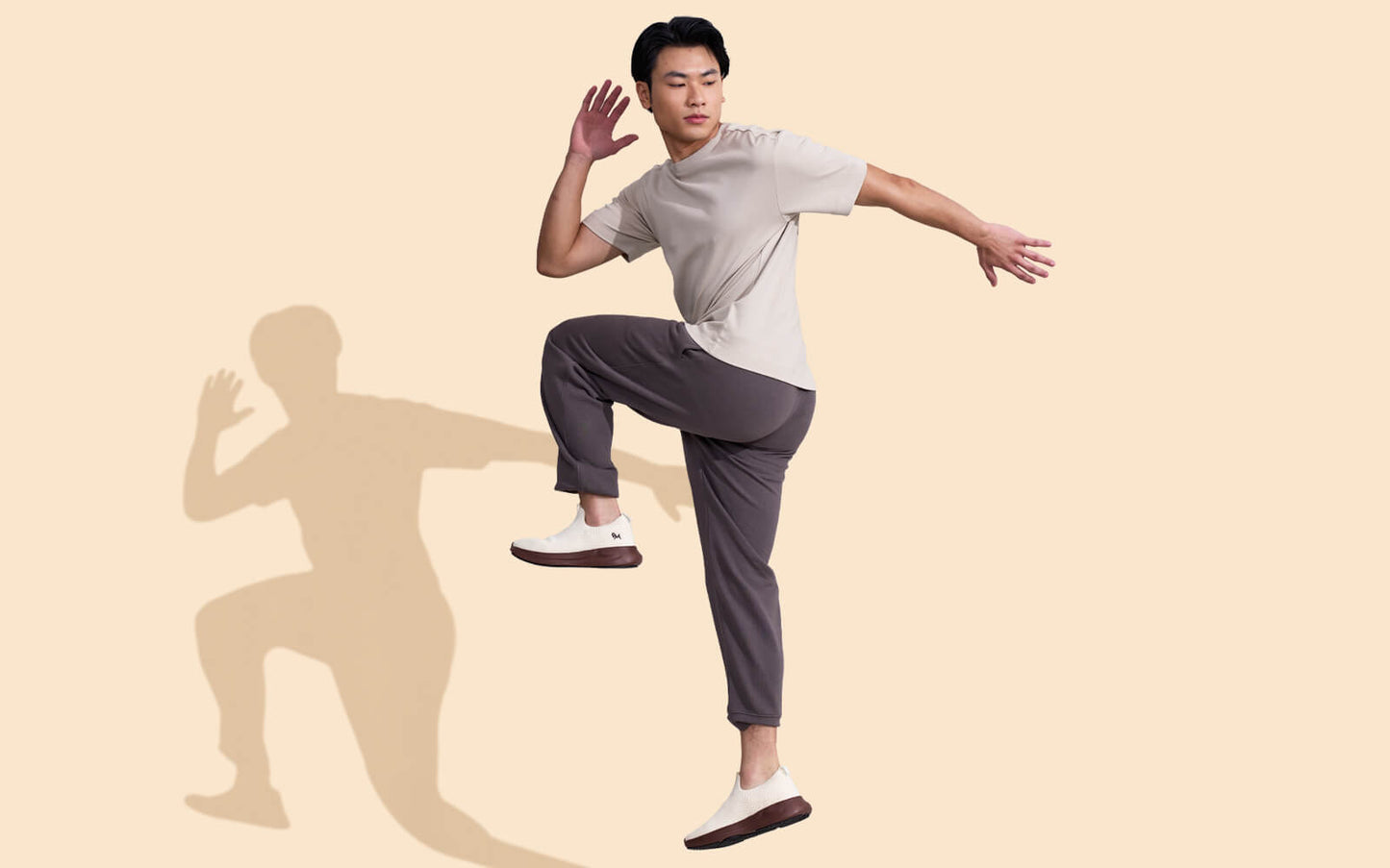 Knit Trainers For Men : Ivory Brown by My Store