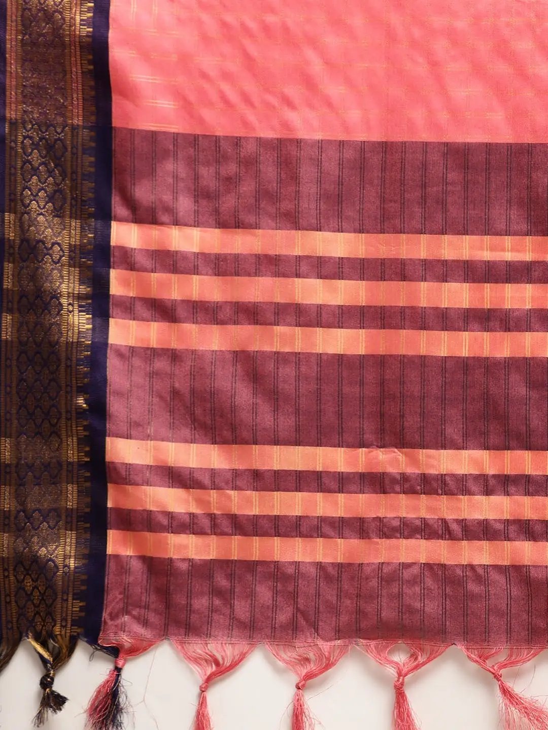 Exclusive Pink Colour Chex Design Uppada Cotton Silk Saree by My Store