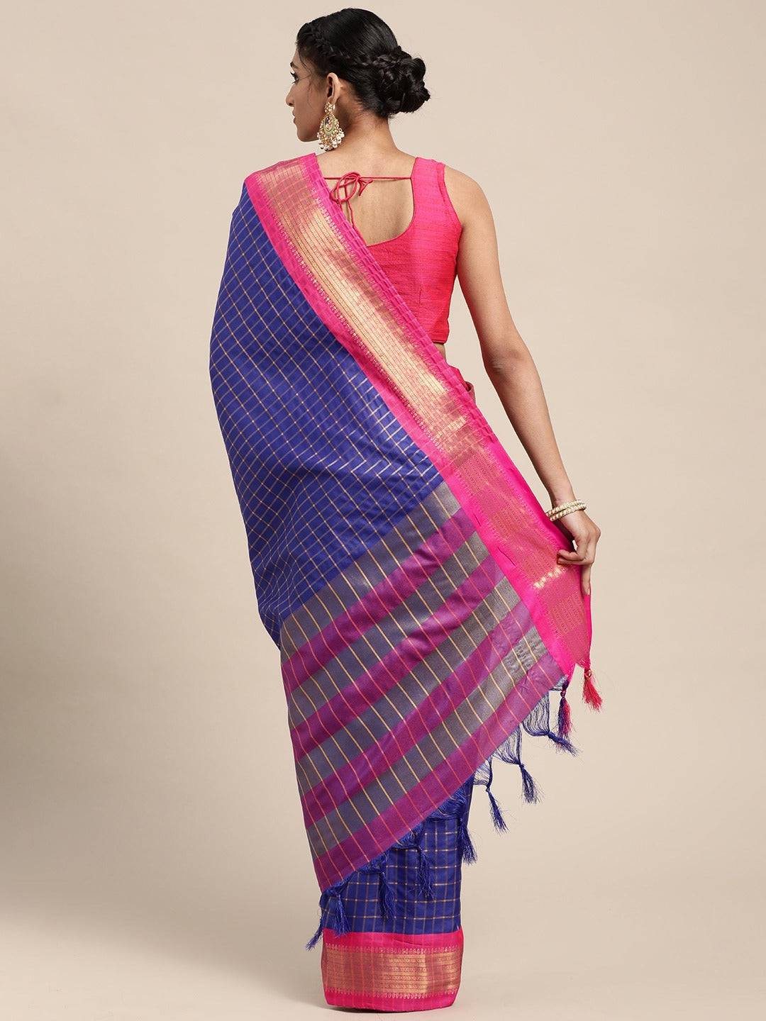 Exclusive Self Butti Blue Colour Uppada Cotton Silk Saree by My Store