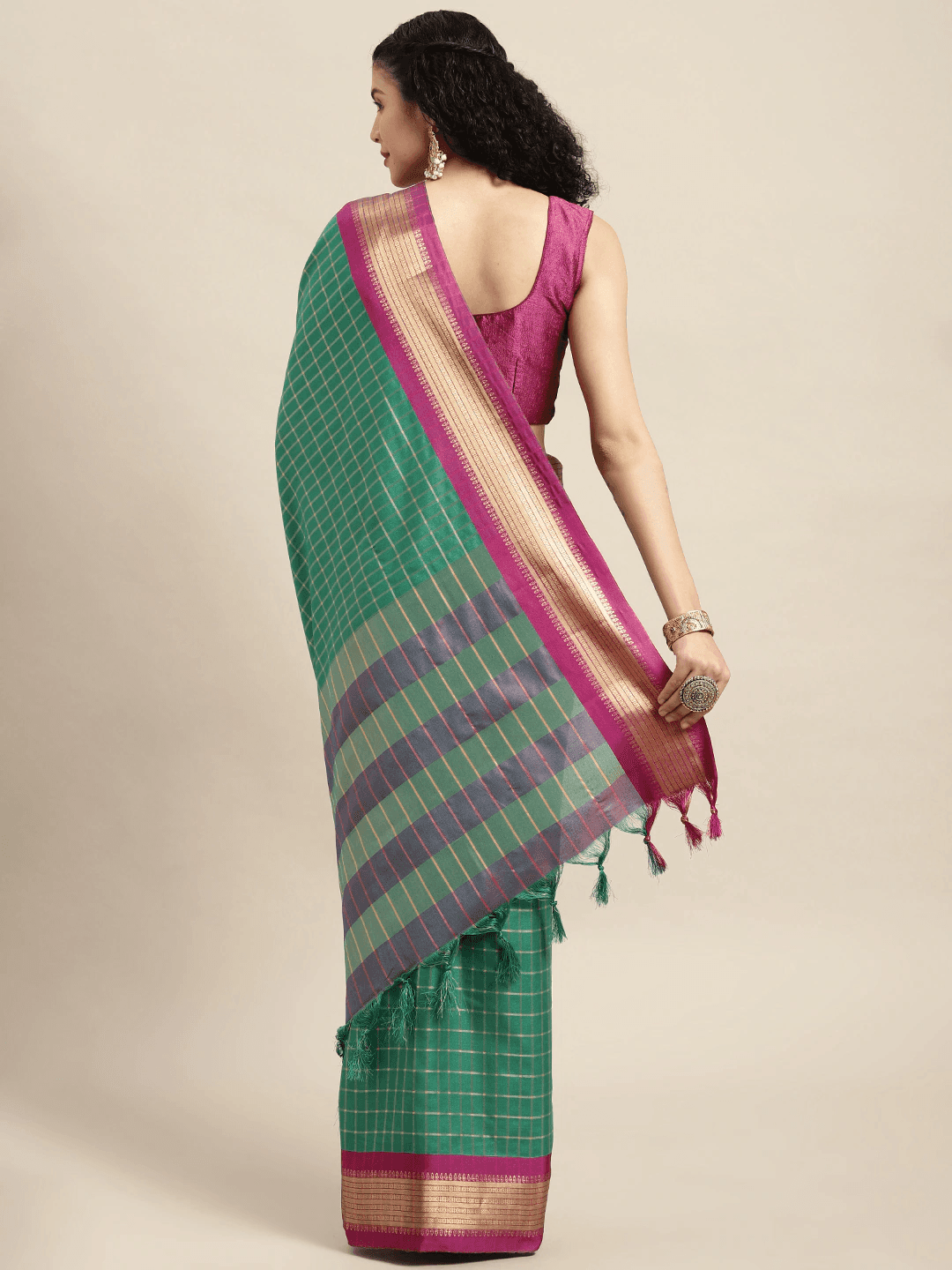 Exclusive Rama Colour Self Butti Design Uppada Cotton Silk Saree by My Store