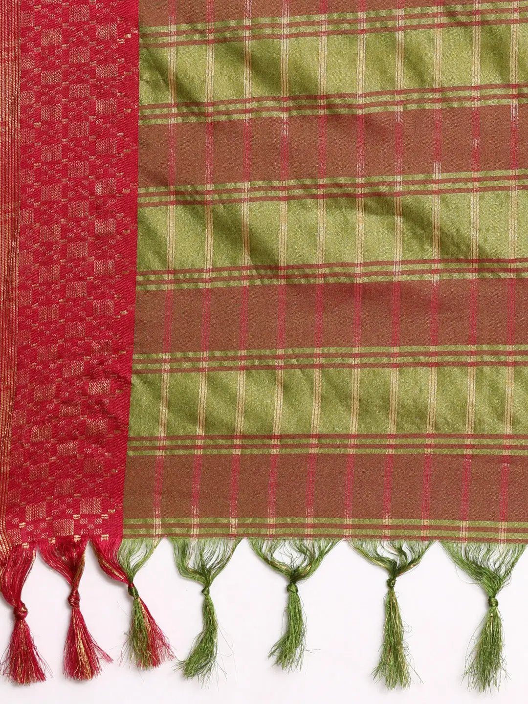Exclusive Green Colour Small Chex Uppada Cotton Silk Saree by My Store
