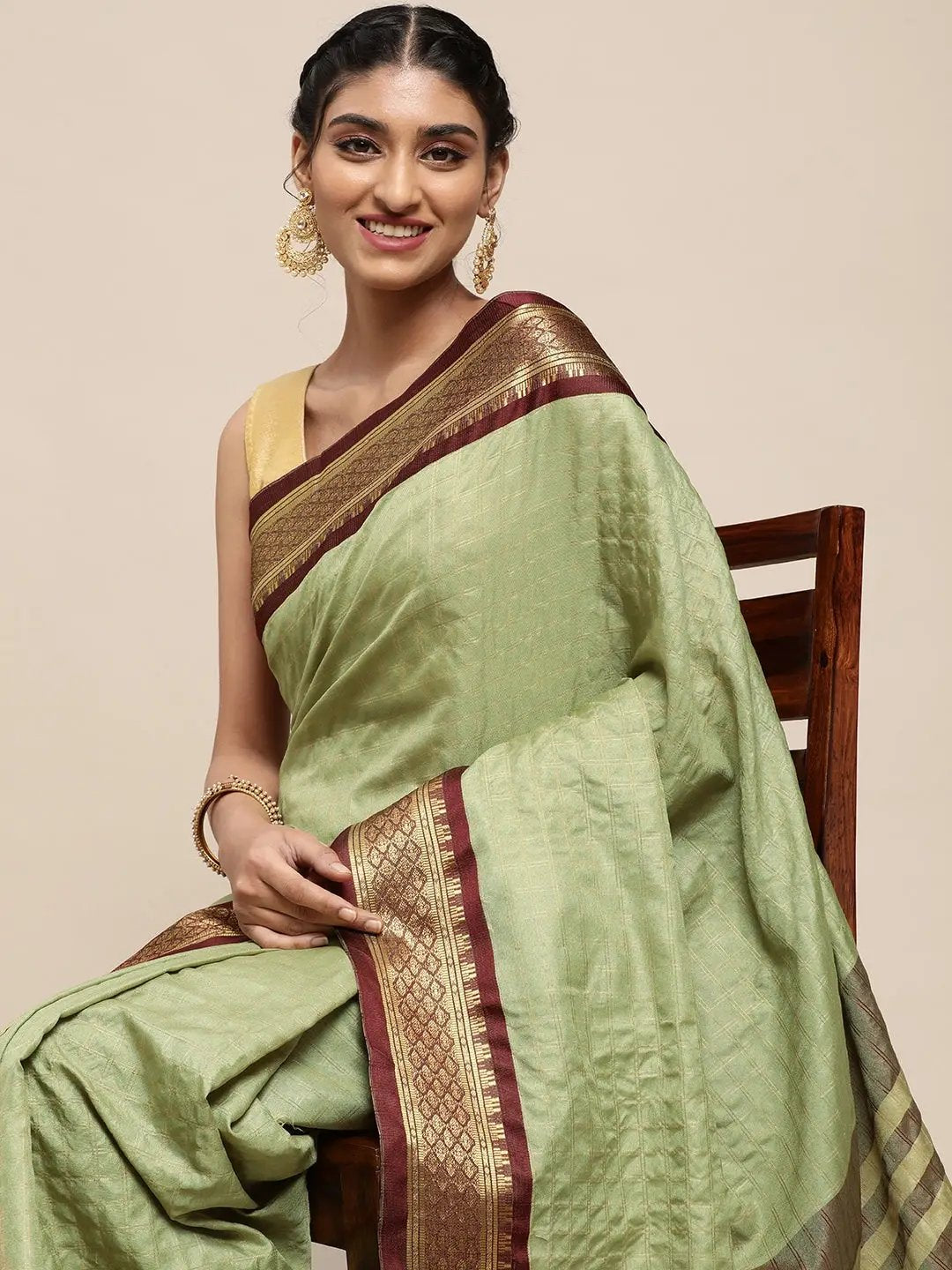 Exclusive Pista Colour Self Butti Design Uppada Cotton Silk Saree by My Store