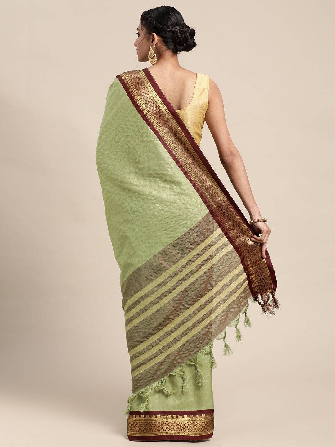 Exclusive Pista Colour Self Butti Design Uppada Cotton Silk Saree by My Store