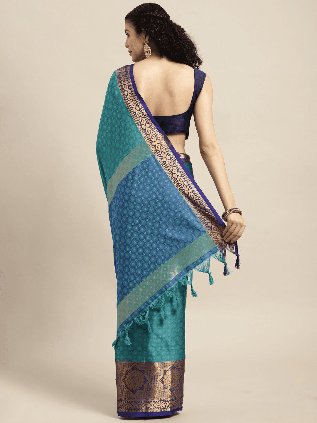Rama Colour Self Butti Design Uppada Cotton Silk Saree by My Store
