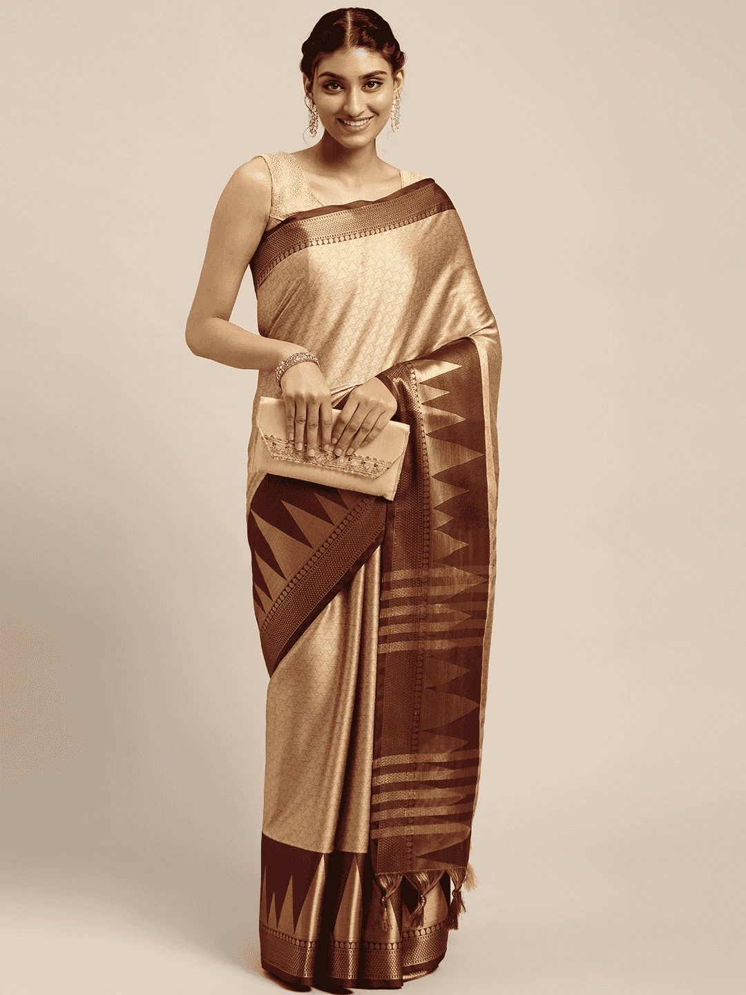Beautiful Banarasi Silk Saree With Geometric Print