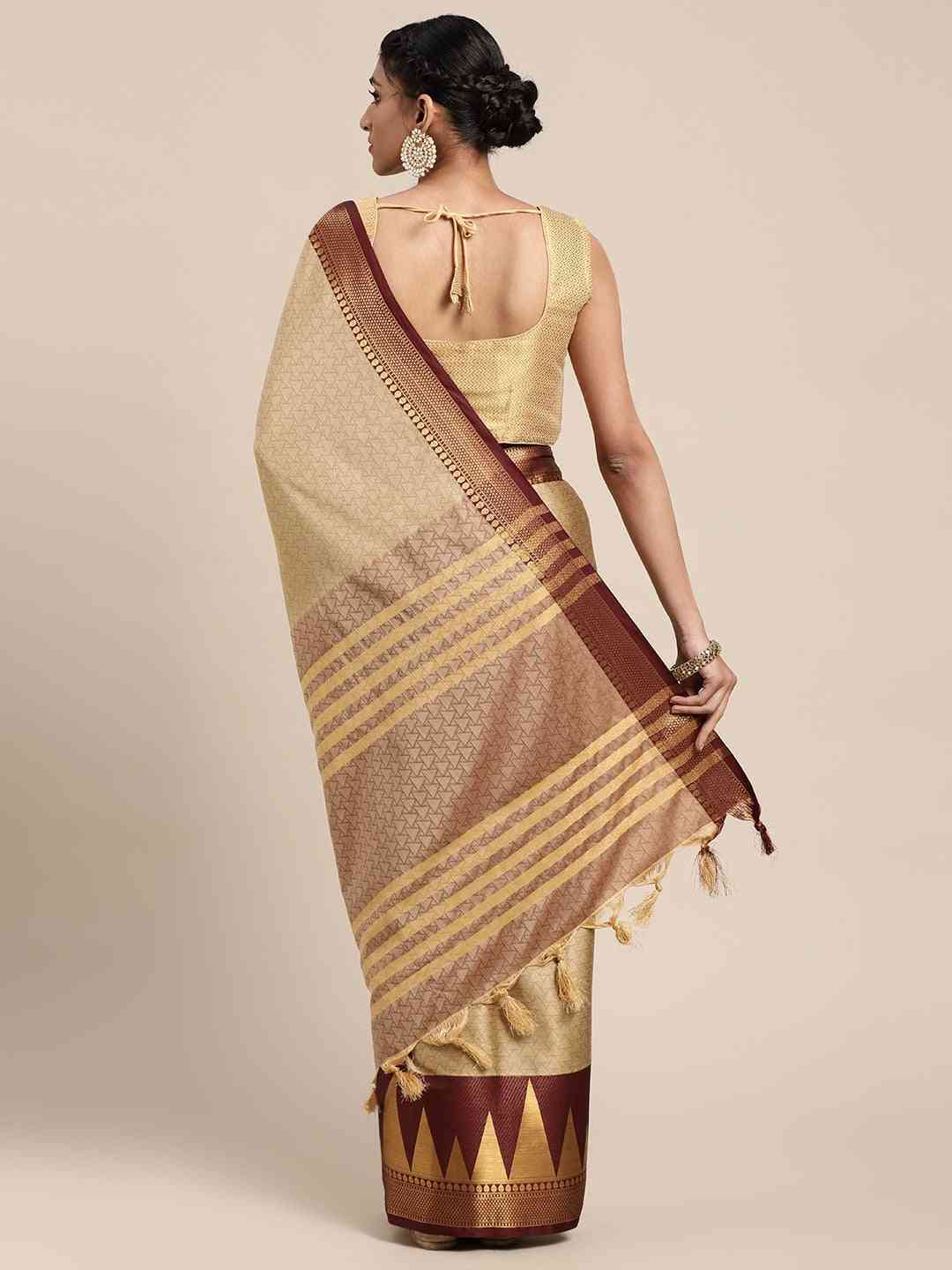 Beautiful Banarasi Silk Saree With Geometric Print