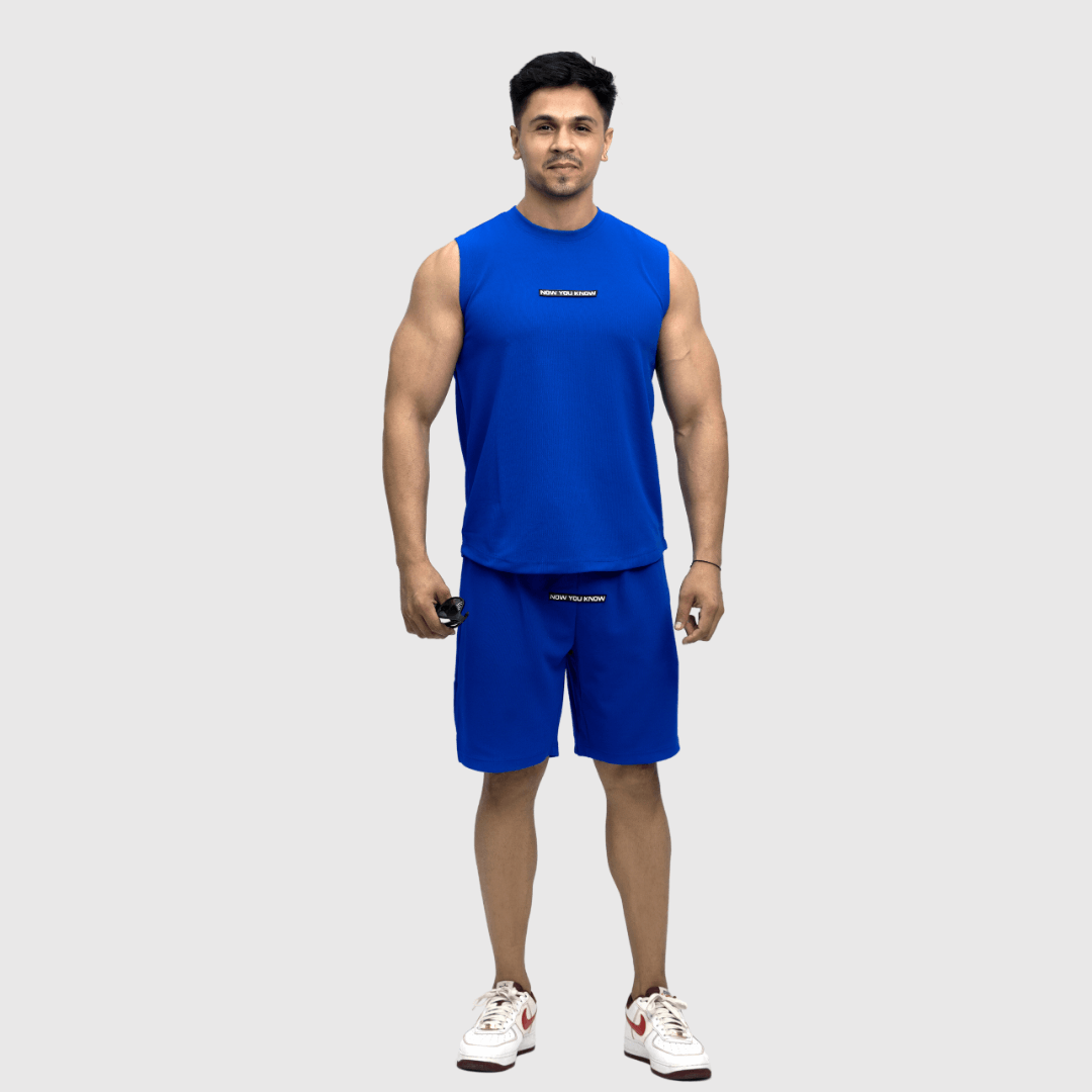 Blue Textured Comfortable Fit Shorts