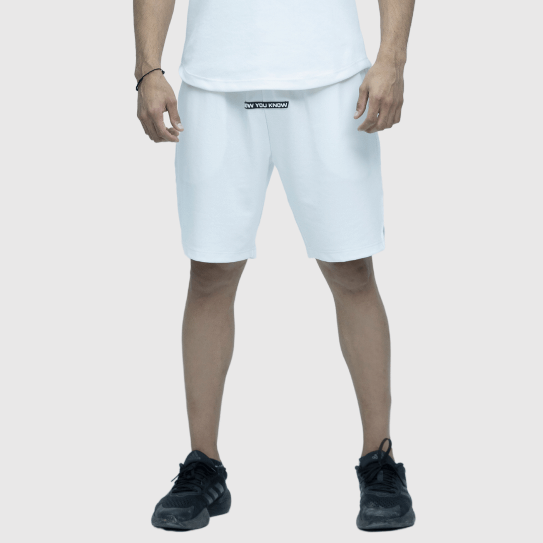 White Textured Comfortable Fit Shorts