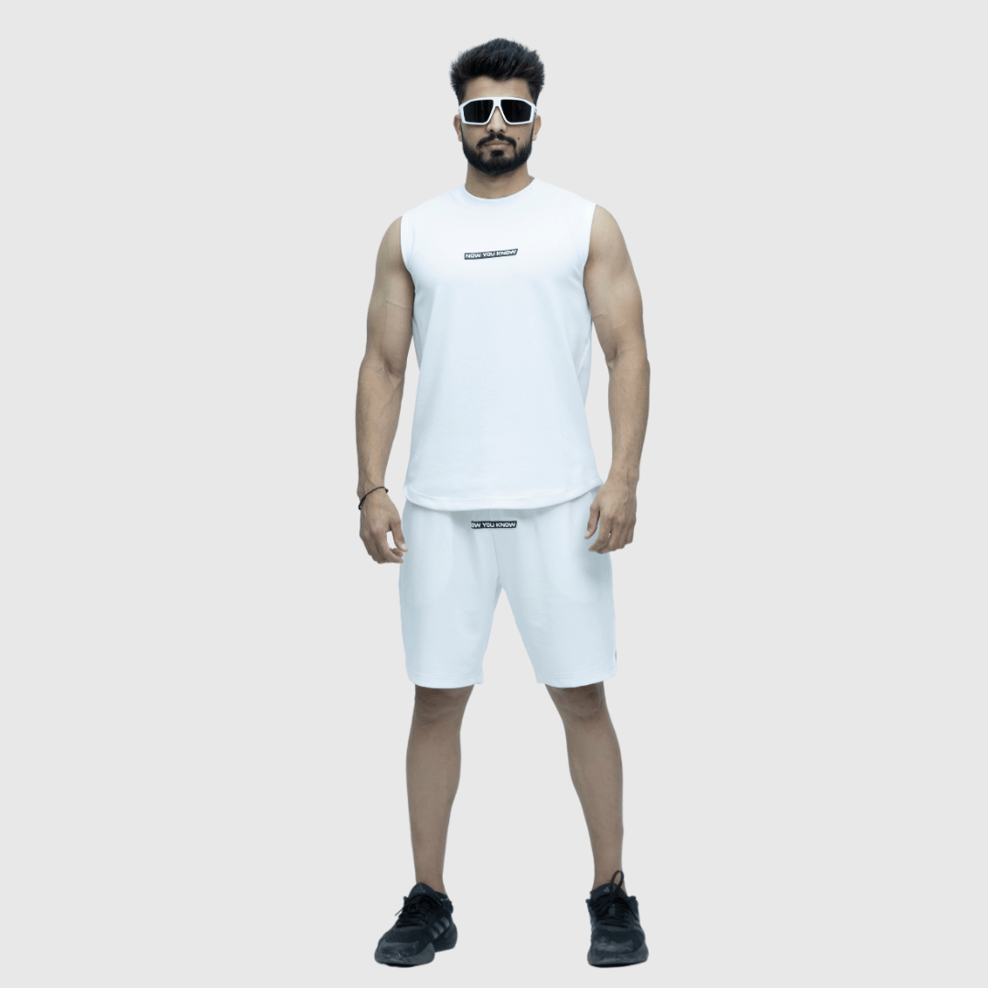 White Textured Comfortable Fit Shorts