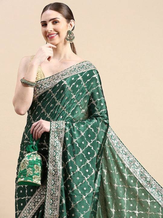 Poly Chiffon Abstract Printed Saree by My Store