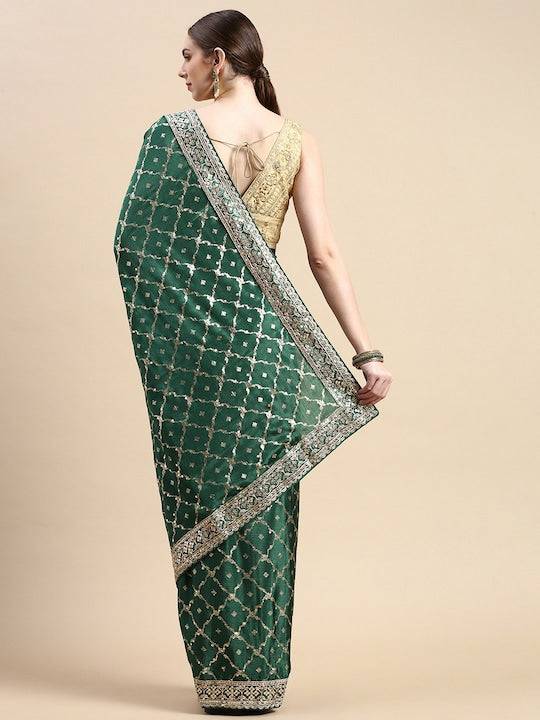 Poly Chiffon Abstract Printed Saree by My Store