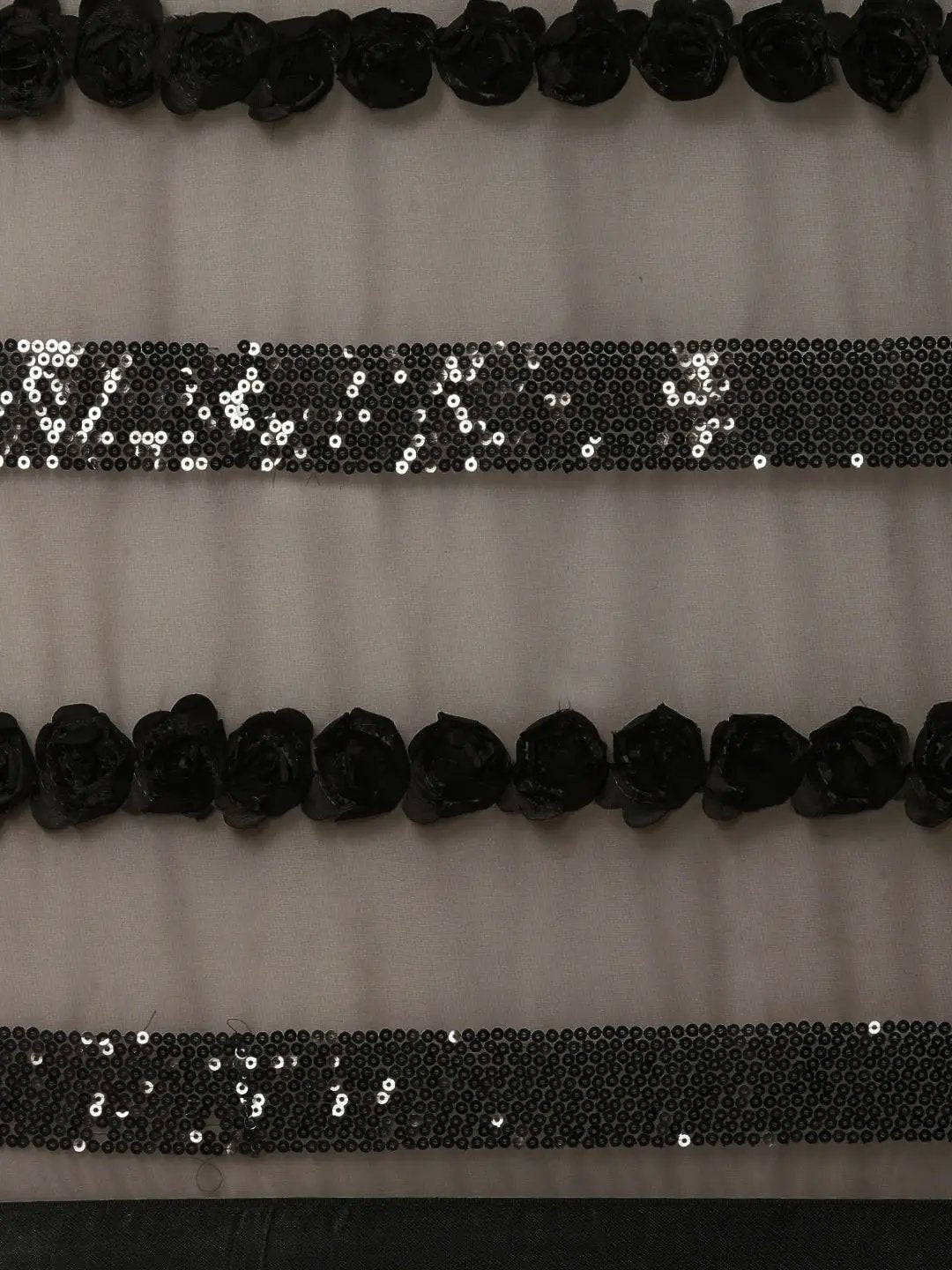 Poly Georgette Ribbon 3D Work Grey Colour Saree by My Store
