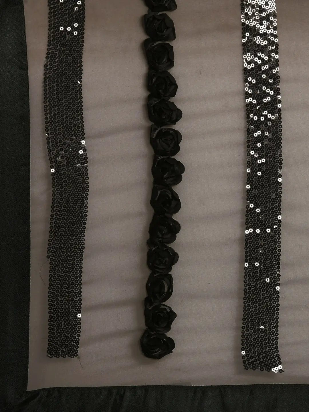 Poly Georgette Ribbon 3D Work Grey Colour Saree by My Store