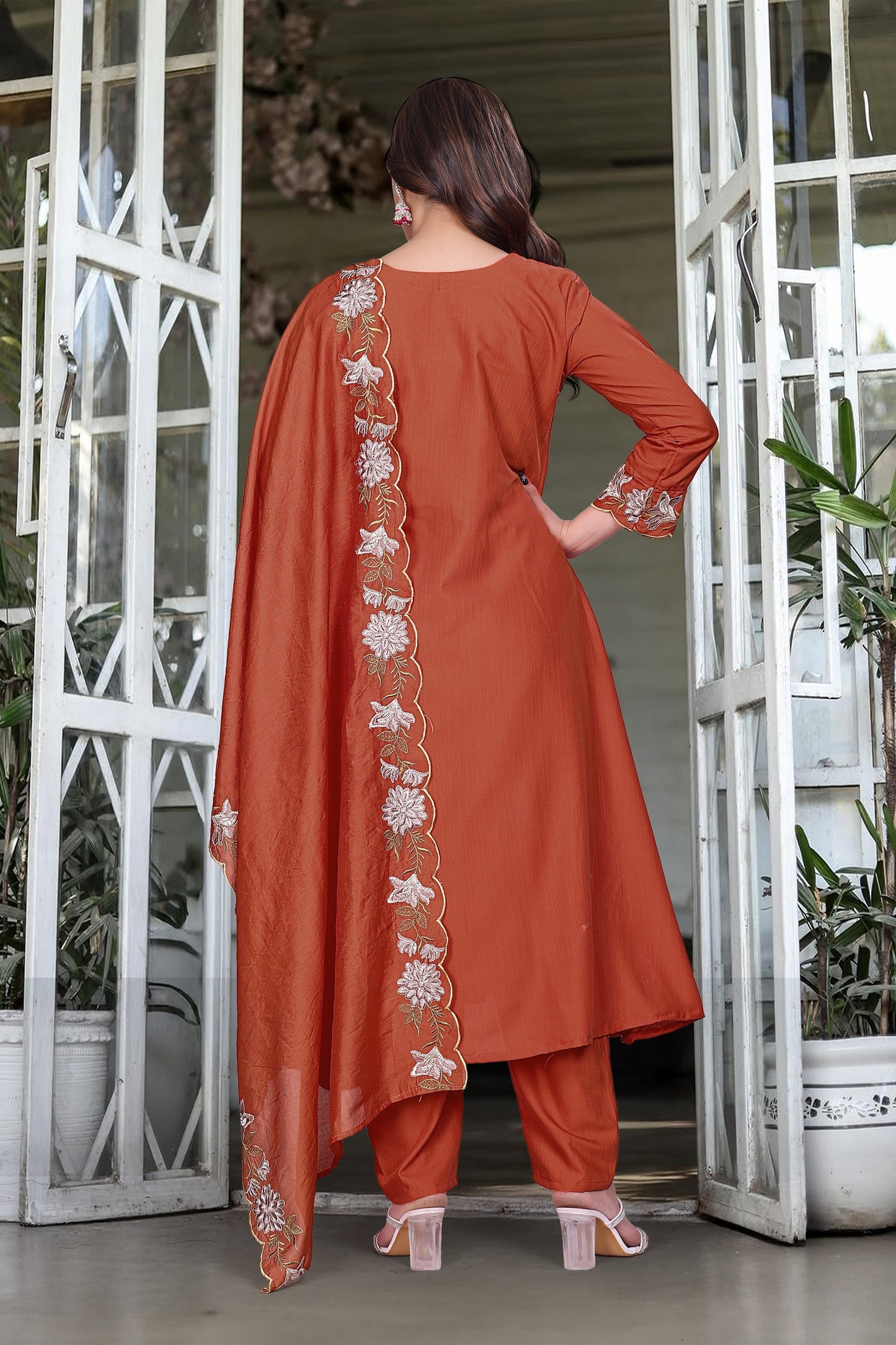Bright Orange Kurta set for womens