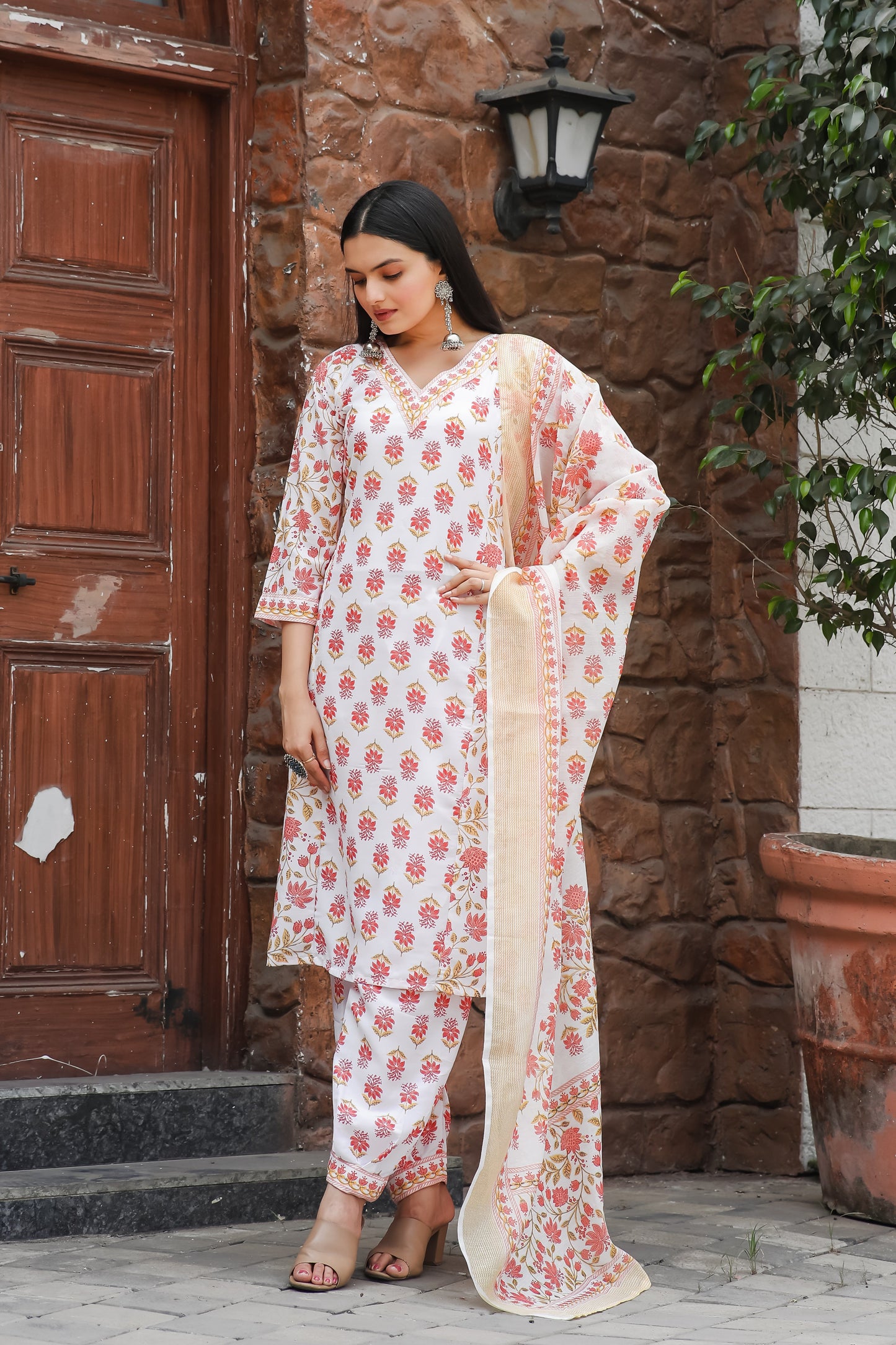 Casual Wear Printed Cotton Kurta Set